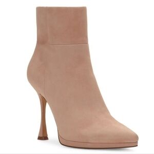 NEW Vince Camuto Pitonnda Stilleto Dress Suede Ankle Boots (Beige)